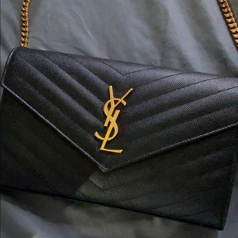 - Ysl black crossbody with gold detai…